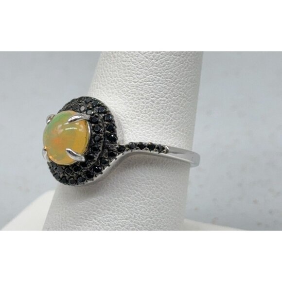 Ethiopian Opal Black Spinel Ring Colleen Lopez HSN Sterling Silver 925 Sz 8.75 - Picture 6 of 11